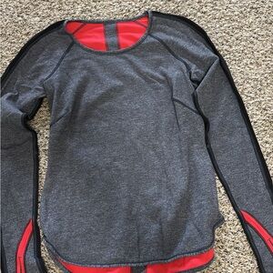 lululemon athletica Gray and Red Long Sleeve Top